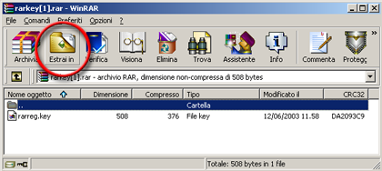 Finestra principale Winrar