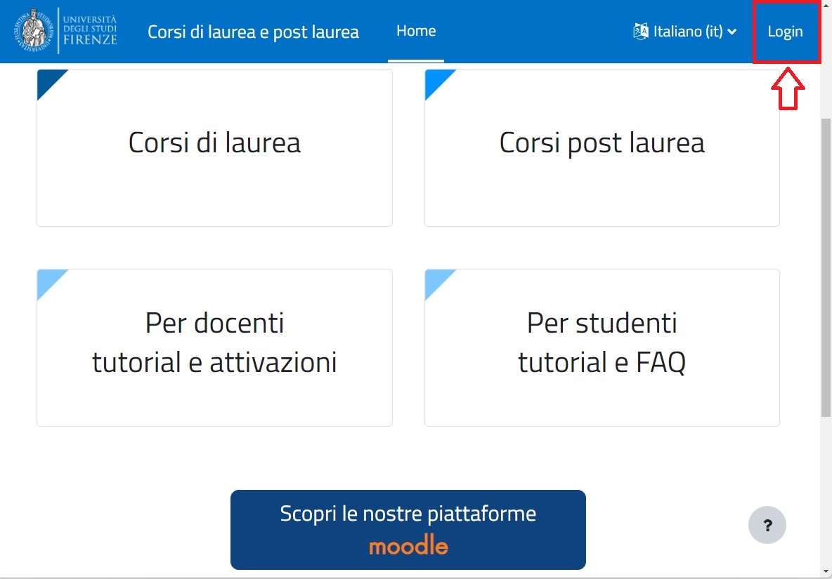 LOGIN in piattaforma