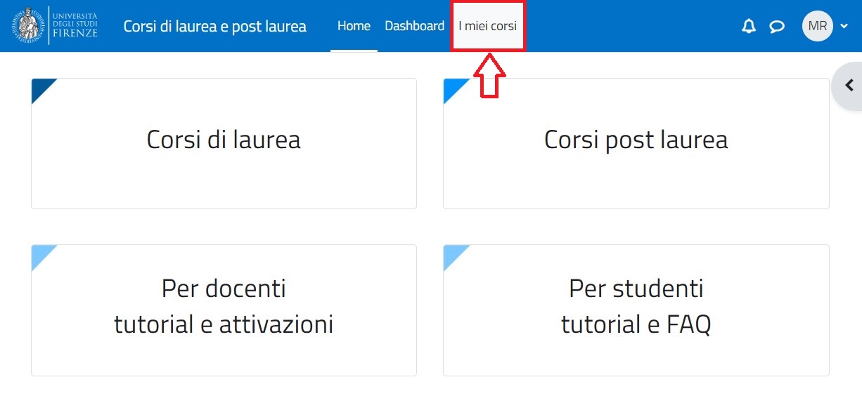 ACCEDERE ALLA PAGINA I MIEI CORSI