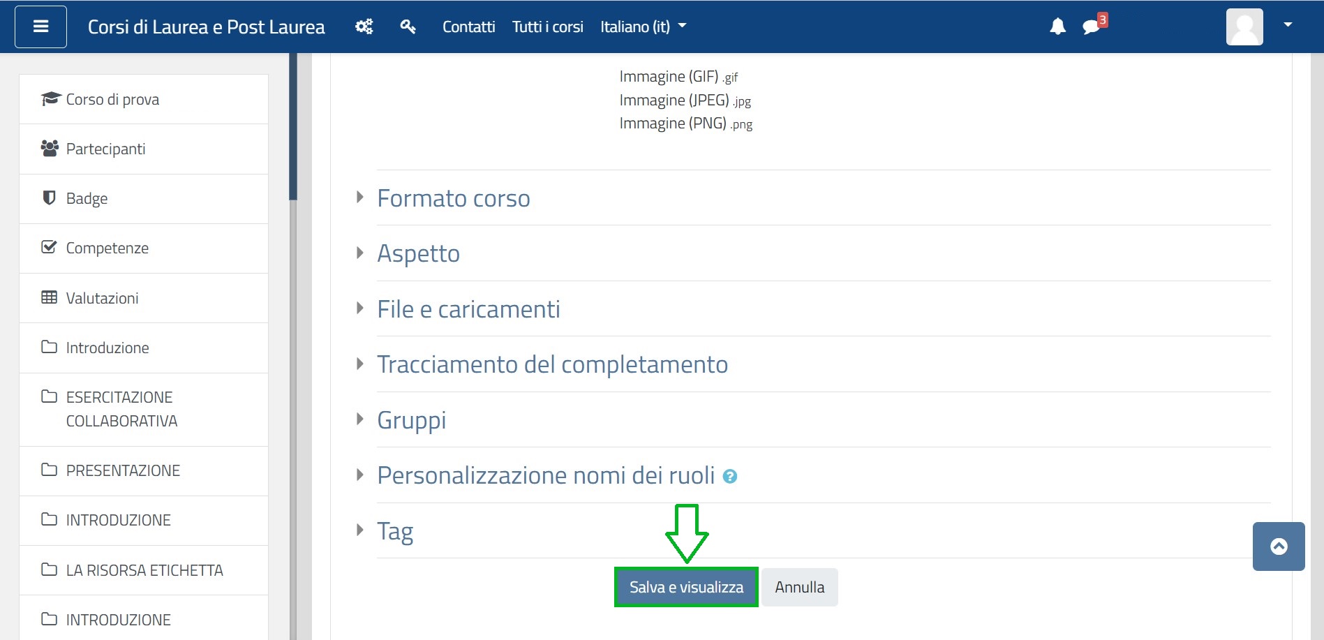 Cliccare Salva e visualizza