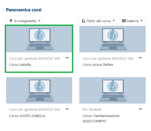 Schermata Dashboard