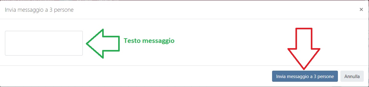 popup invio messaggio