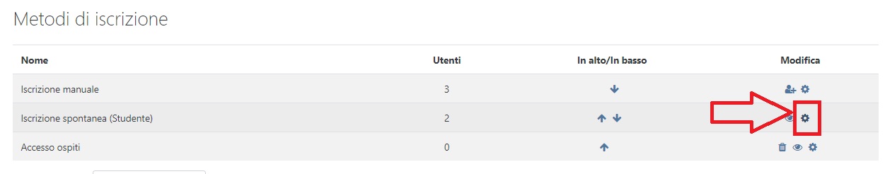 Iscrizione spontanea studente
